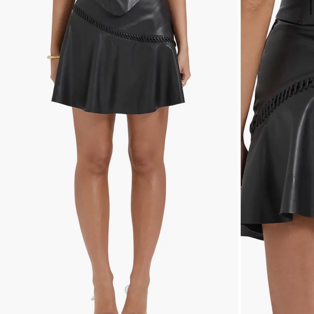 House of CB Black Asymmetrical Ruffled Skater Mini Skirt